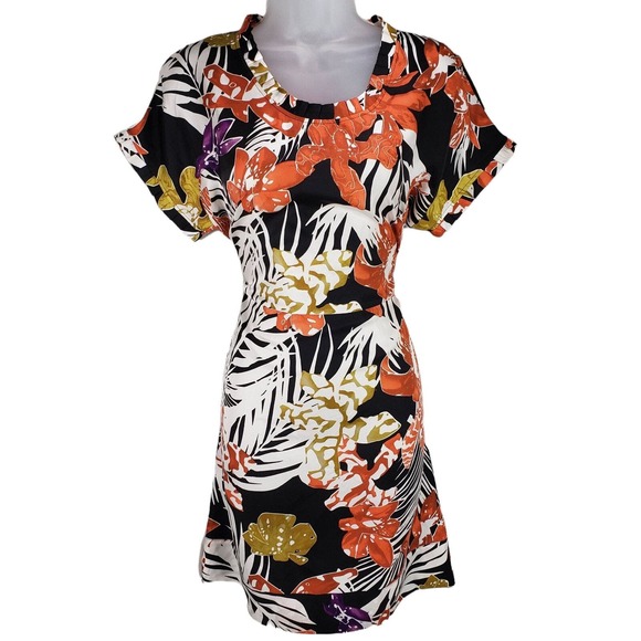 See By Chloe Silk Mini Dress 6 Womens Safari Tropical Floral Print Short Sleeve - Picture 1 of 11